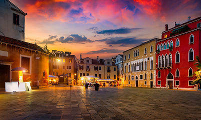 Image showing Venice at night illuminated