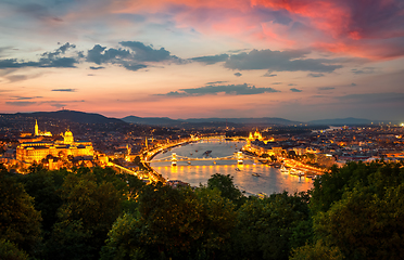 Image showing View on illuminated Budapest