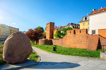 Image showing Wall and old town in Warsaw