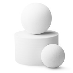 Image showing White cylinder and two balls