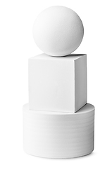 Image showing White cylinder, ball and square