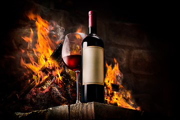 Image showing Wine and fire