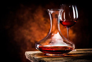 Image showing Wine in  decanter and glass