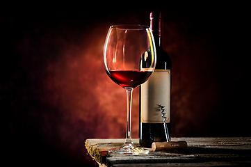 Image showing Wine on  wooden table