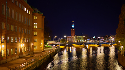 Image showing The Stockholm City Hall Sweden at Night.