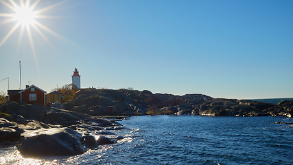 Image showing Lighthouse in Swedish village Landsort on the island of Oja