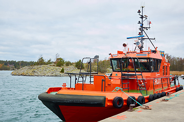 Image showing Stockholm, Sweden - November 3, 2018: Coastal safety, salvage and rescue boat.