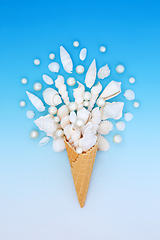 Image showing Summer Seashell Ice Cream Cone Surreal Decoration 