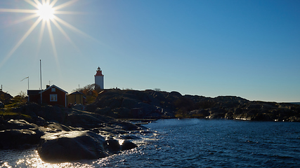 Image showing Lighthouse in Swedish village Landsort on the island of Oja