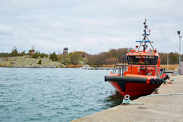 Image showing Stockholm, Sweden - November 3, 2018: Coastal safety, salvage and rescue boat.