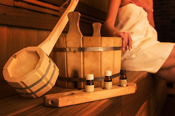 Image showing Wooden bath accessories