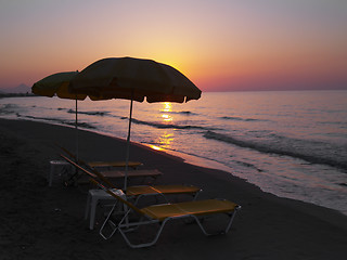 Image showing sunset on the beach