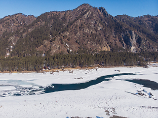 Image showing Aerial view of winter Katun river