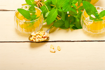 Image showing Arab traditional mint and pine nuts tea