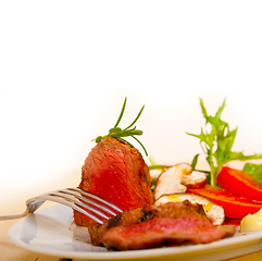 Image showing beef filet mignon grilled with vegetables