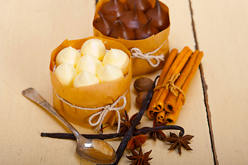 Image showing chocolate vanilla and spices cream cake dessert