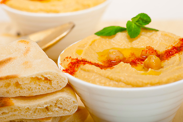 Image showing Hummus with pita bread