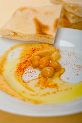 Image showing Hummus with pita bread