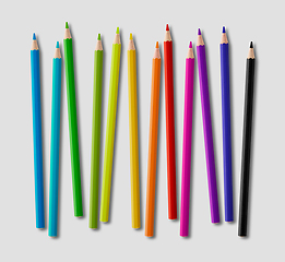 Image showing Set of color wooden pencil collection on grey background