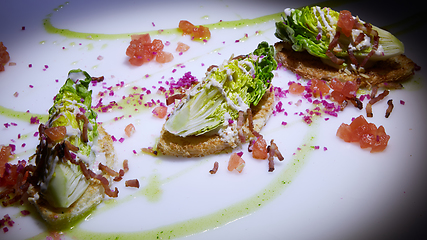 Image showing Caesar salad on table. Healthy food style