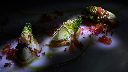 Image showing Caesar salad on table. Healthy food style