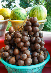 Image showing Salak Bali or Snake fruit in plastic basket