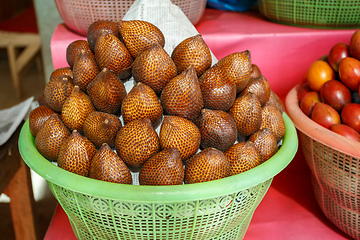 Image showing Salak Bali or Snake fruit in plastic basket