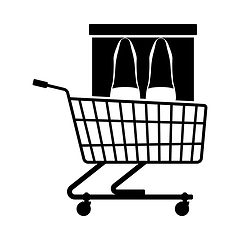 Image showing Shopping Cart With Shoes In Box Icon