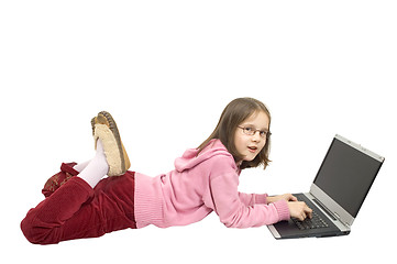 Image showing Young girl with laptop