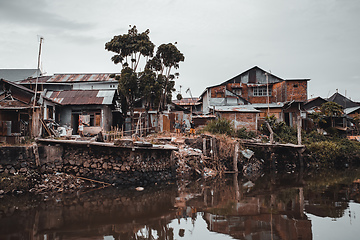 Image showing Poor houses and local people in Kota Manado ghetto, Indonesia