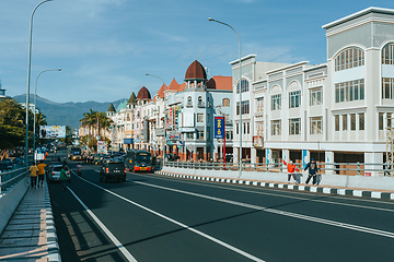 Image showing Morning traffic on Manado street, Indonesia