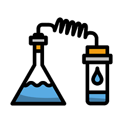 Image showing Icon Of Chemistry Reaction With Two Flask