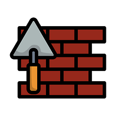 Image showing Icon Of Brick Wall With Trowel