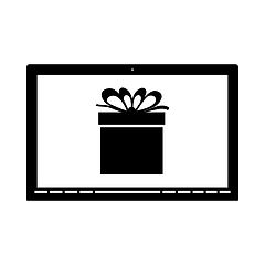 Image showing Laptop With Gift Box On Screen Icon