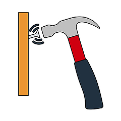 Image showing Icon Of Hammer Beat To Nail