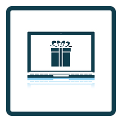 Image showing Laptop With Gift Box On Screen Icon