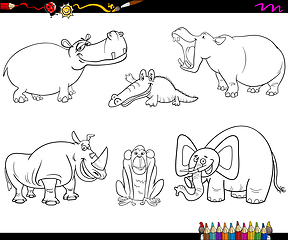 Image showing animal characters coloring page