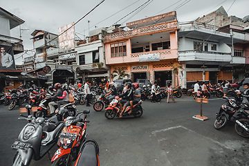 Image showing Heavy motorbike traffic in Manado, Indonesia