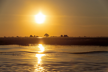 Image showing sunset on Chobe river, Botswana Africa