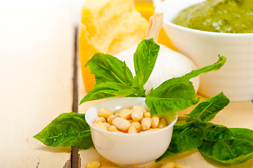 Image showing Italian basil pesto sauce ingredients