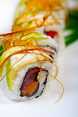 Image showing fresh sushi choice combination assortment selection