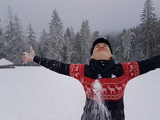 Image showing Happy winter time. Well dressed enjoying the winter