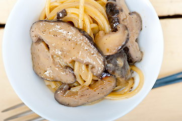 Image showing Italian spaghetti pasta and mushrooms