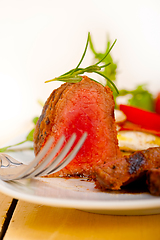 Image showing beef filet mignon grilled with vegetables