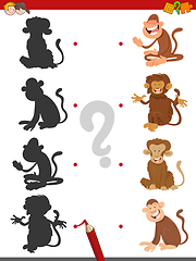 Image showing match shadows game with monkeys