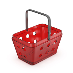 Image showing Empty red plastic shopping basket