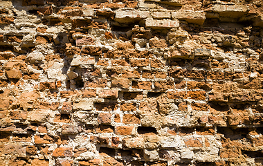 Image showing crumbling old brick wall