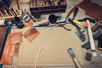 Image showing Leathermaker\'s work desk