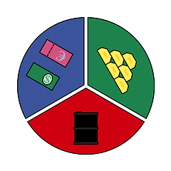 Image showing Oil, Dollar And Gold Chart Concept Icon