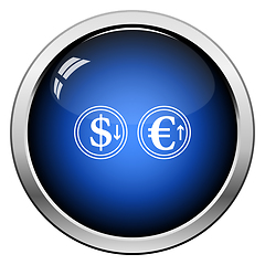 Image showing Falling Dollar And Growth Up Euro Coins Icon